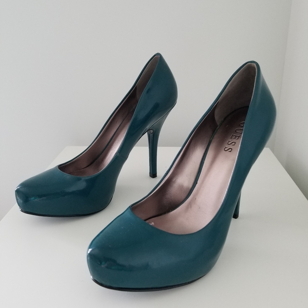Teal Guess Platform Heels - Picture 3 of 6